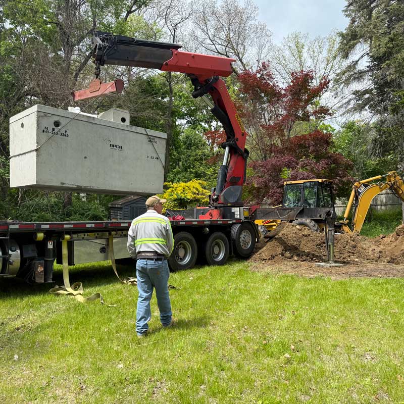 new sewer tank installation