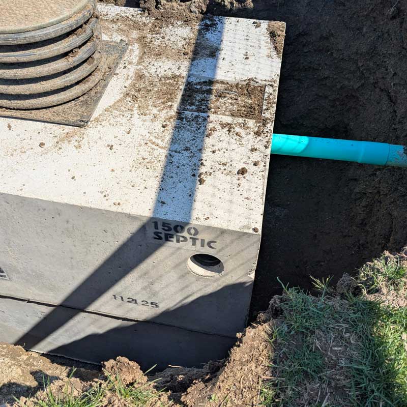 new sewer line going to a sewer tank